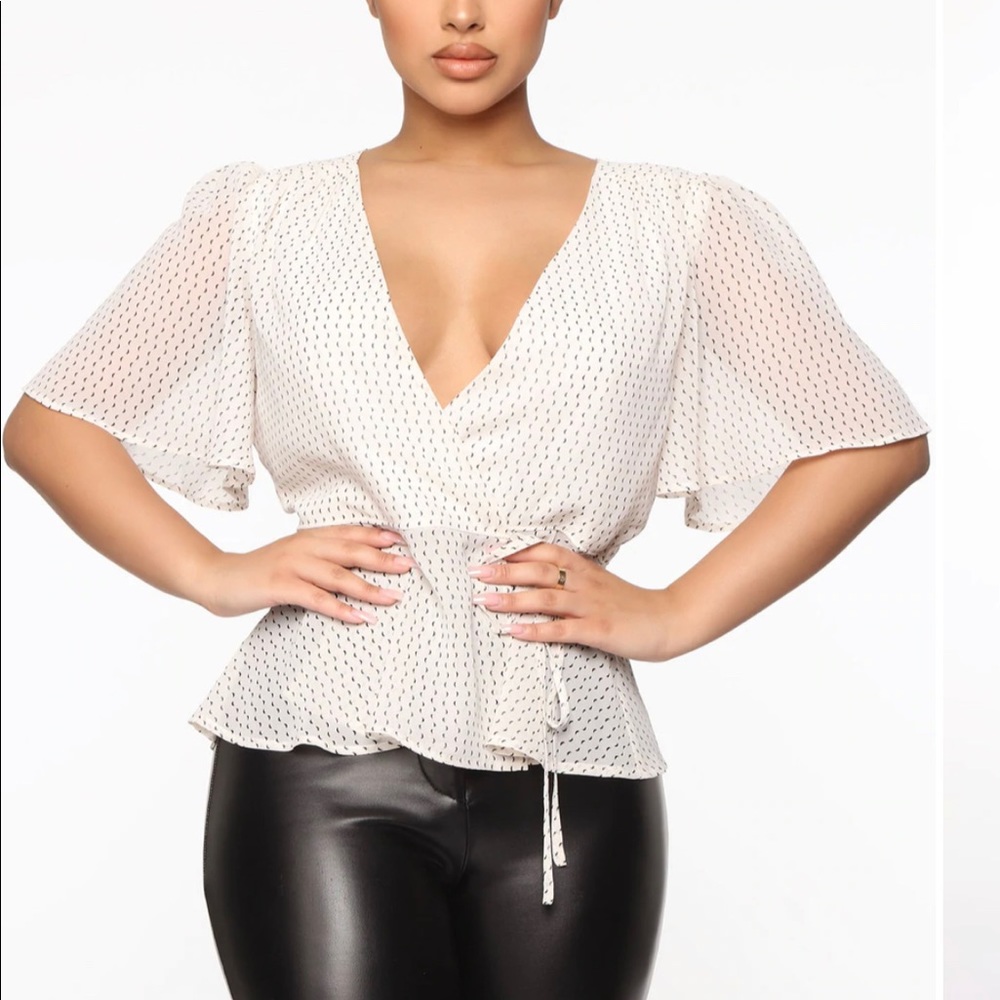 Polkadot wrap blouse